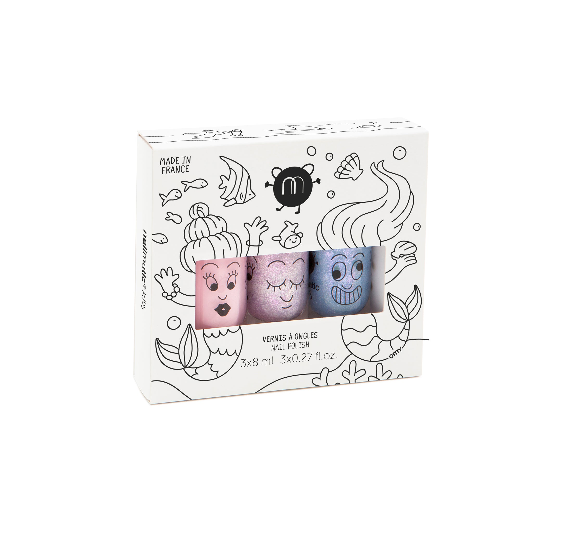 Nailmatic KIDS - Kit de 3 esmaltes para niñas  aa base de agua-  3 x 8ml -